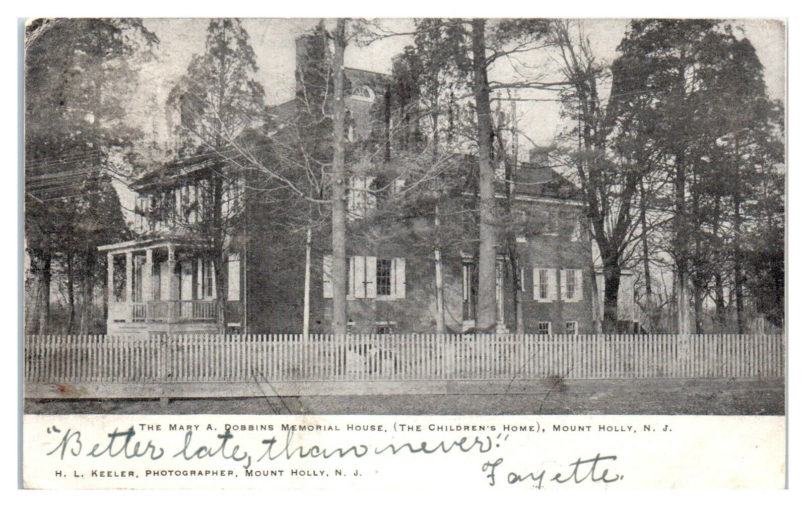 Mount Holly Mary Dobbins Memorial House Childrens Home 1906